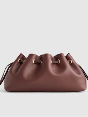 NWT Madewell The Drawstring Clutch in Chocolate Raisin